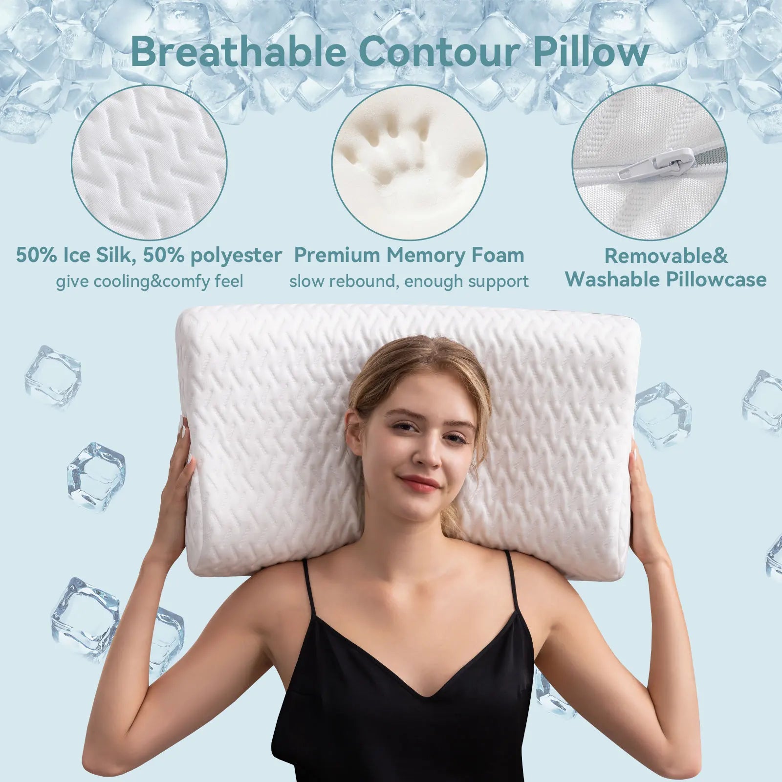 Hcore 1 PC Ergonom Memory Foam Pillow for Neck Pain Relief, Adjustable Contour Cervical Pillow for Side Sleepers