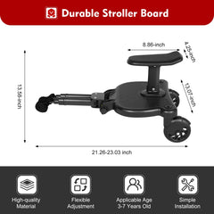 Universal Stroller Board Walking Foot Stroller 360° Rotation Buggy Board with Seat Stable Design Two Wheels Baby Skateboards