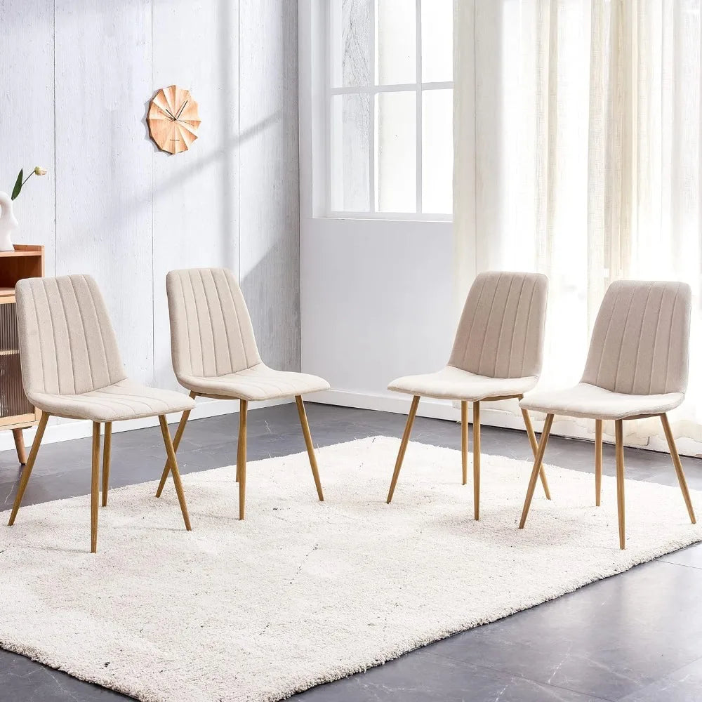 Dining Chair Set of 4, Modern Dining Chairs with Cushion Seat Back + Wood Color Metal Legs, Upholstered Chair, Dining Chair Set