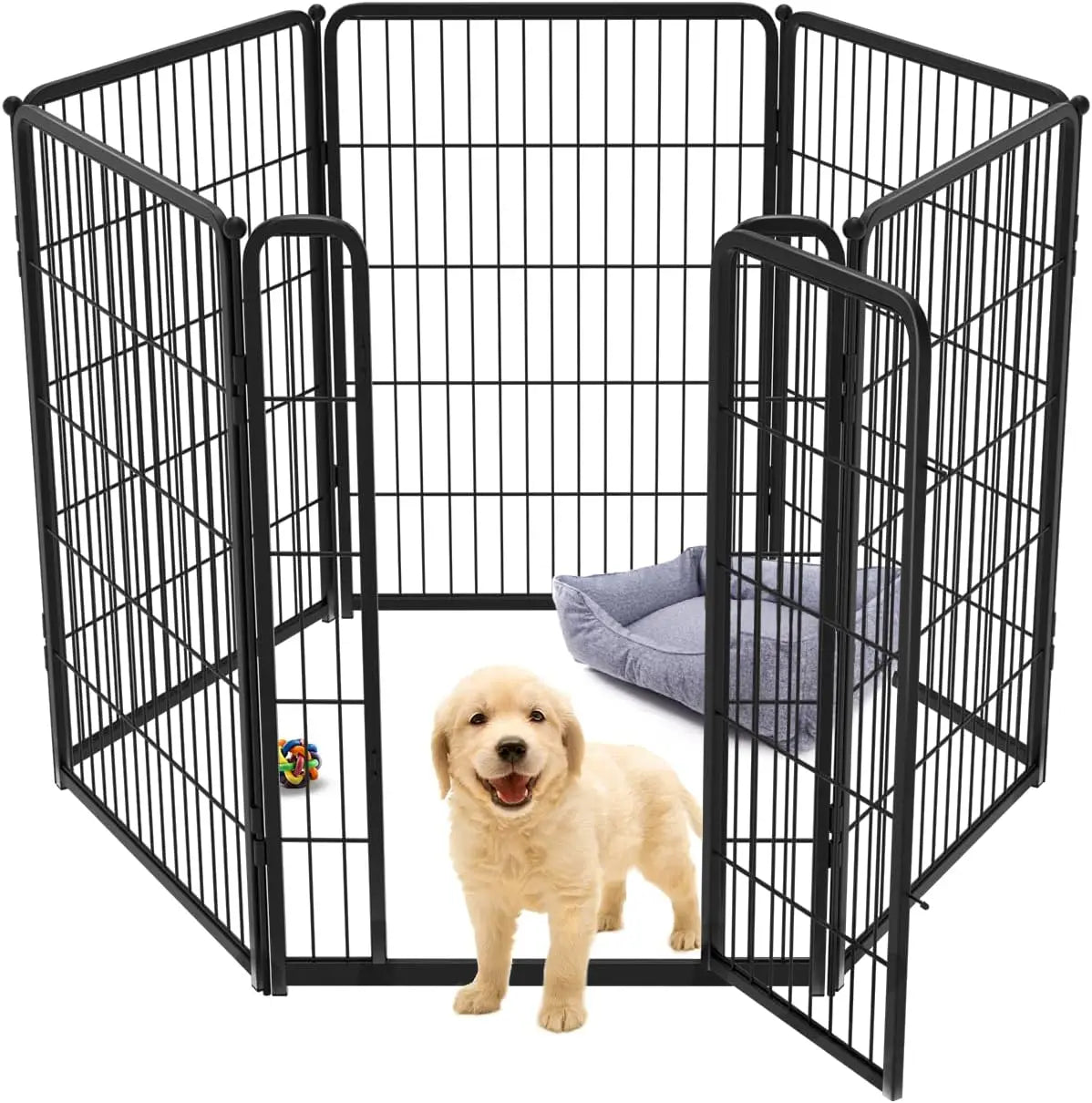 Dog Playpen Designed for Indoor Use, 40" Height for Large Dogs, Black Patented, Heavy Duty Metal Portable Dog Pens Fences