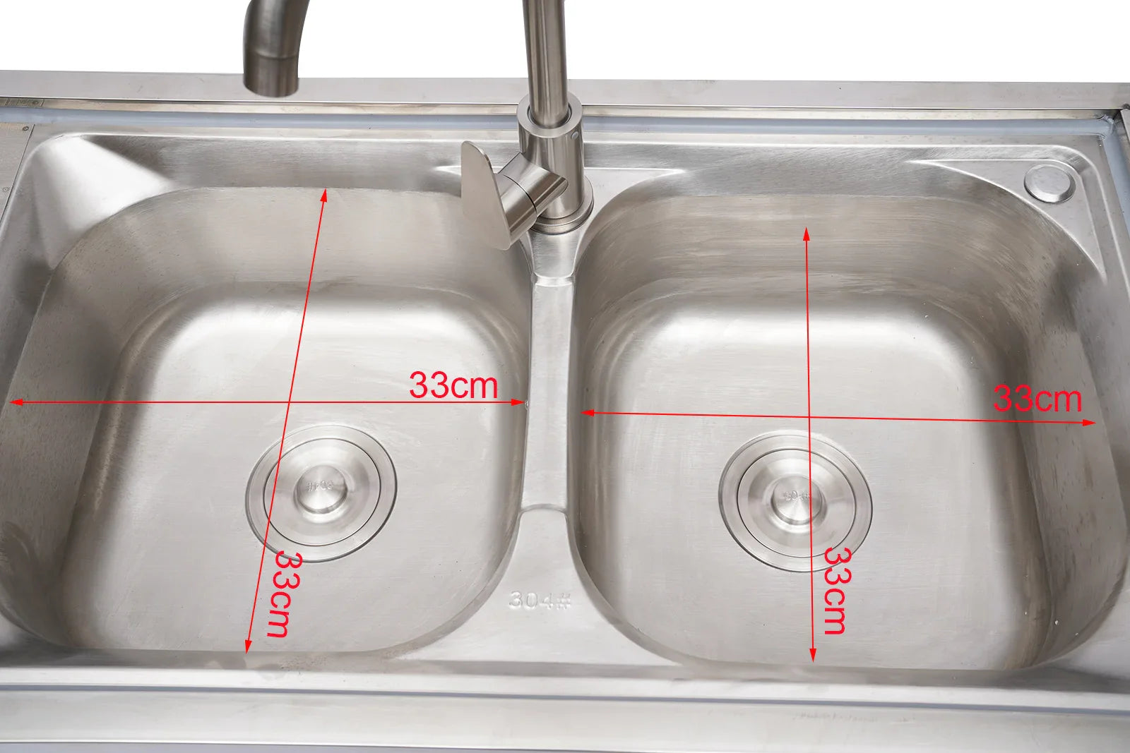 2 Compartment Stainless Steel Commercial Kitchen Sink Restaurant Utility Sink Dish Washing Disinfection Pool with Standing Rack