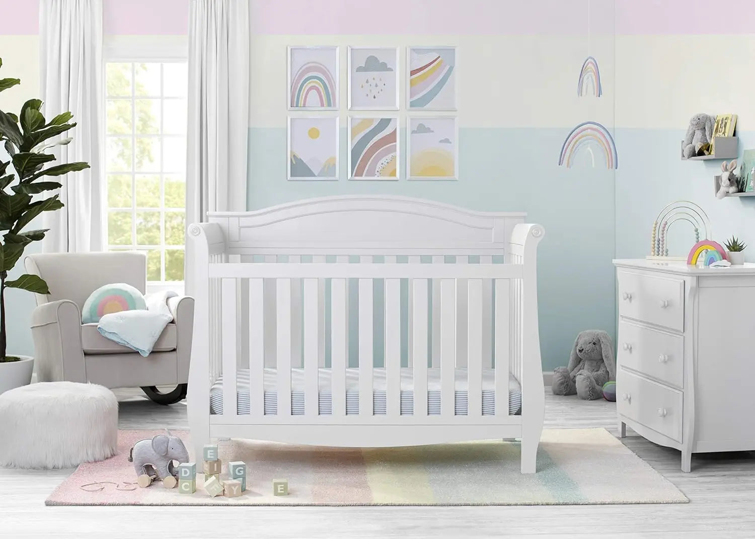 Children Lancaster 4-in-1 Convertible Baby Crib, Bianca White