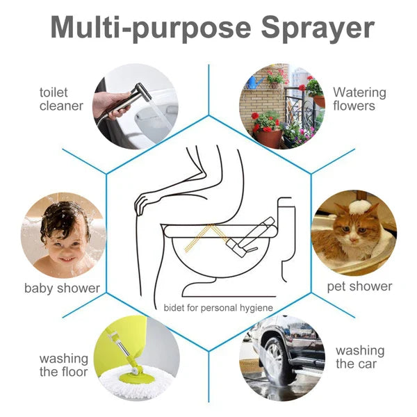 Handheld Bidet Toilet Sprayer Set Stainless Steel Bidet Faucet Wall Mounted Toilet Spray Gun Bathroom Shower Head Self Cleaning