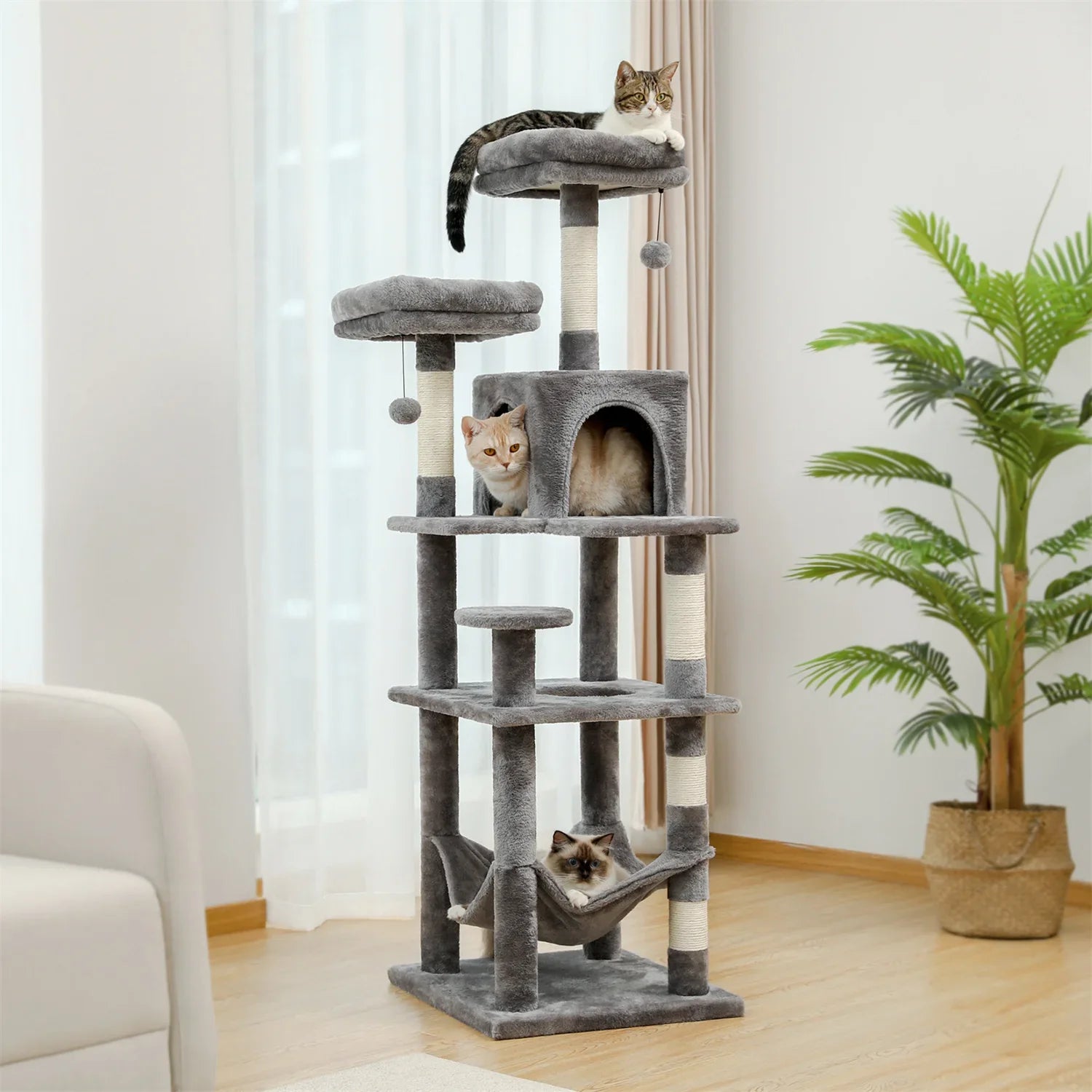 Multi-Level Cat Tree with Condo Scratching Posts Large Cat Tower with Hammock Cat Accessories Kitty Cat Toys Cat Pet Supplies