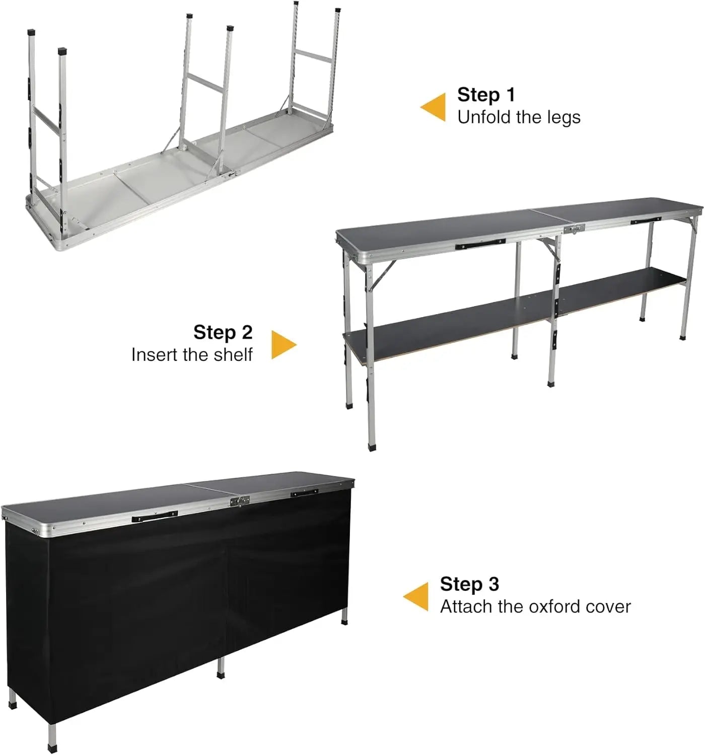 Extra Long Portable Bar Table, Pop-Up Folding Mobile Bar Bartender Table for Events, Party, Patio,Easy Setup, Black