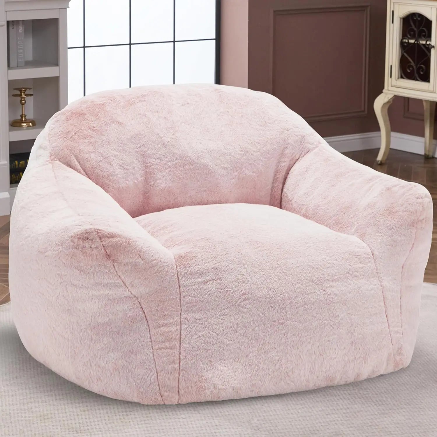 Giant Bean Bag Bag Sofa Chair with Armrests, Bean Bag Couch Stuffed High-Density Foam, Plush Lazy Sofa Comfy