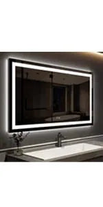 48 x 36 Inches LED Bathroom Mirror with Front  ,Anti-Fog,3 Colors and Dimmable Light