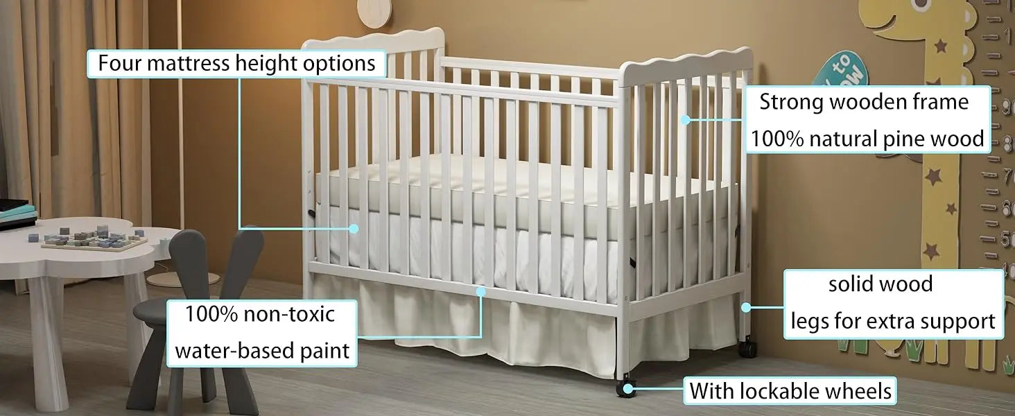 Convertible Crib in White, Converts to Toddler Bed & Daybed, Fits Standard Full-Size Crib Mattress, Non-Toxic Finish