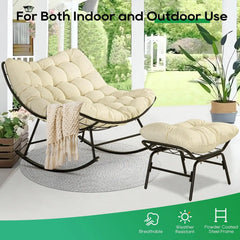 Patio Rocking Papasan Chair, Outdoor & Indoor Egg Reading Chair, Oversized Royal Comfy Cozy Lounge Rocker Recliner with