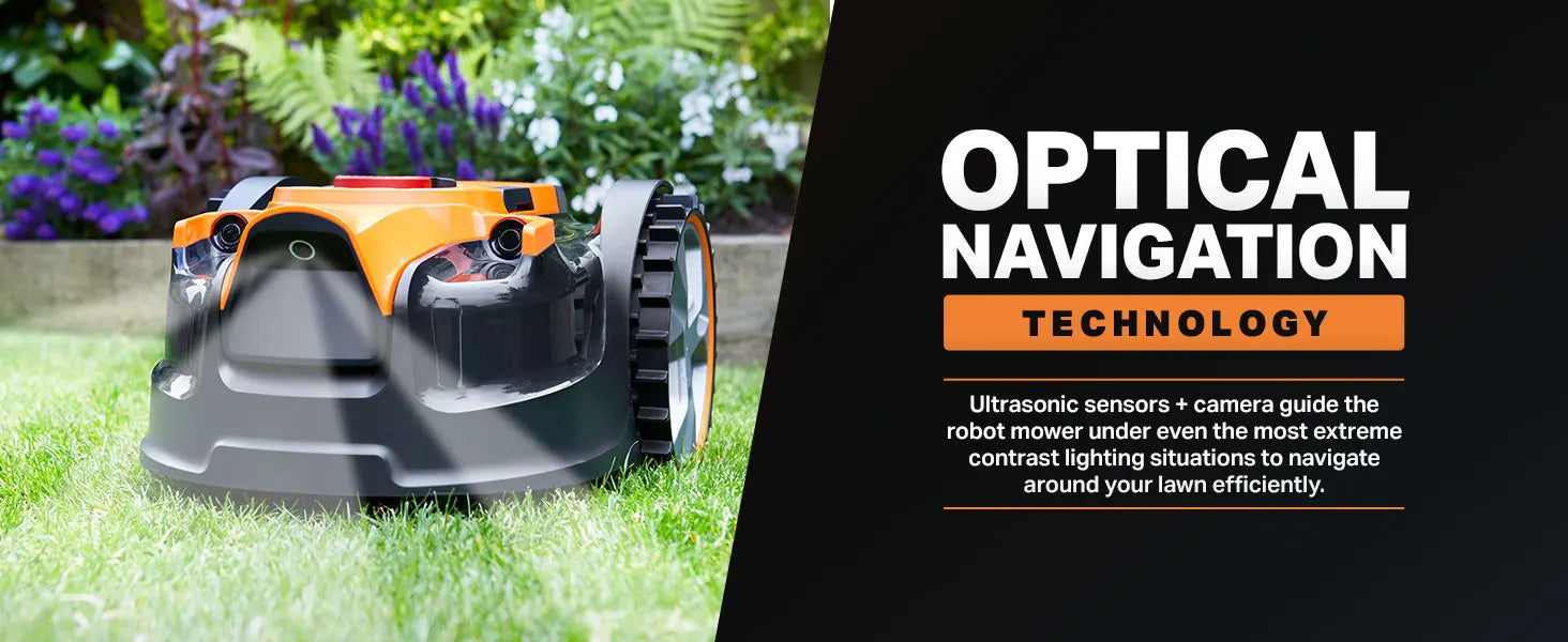 OcuMow™ Robot Lawn Mower Perimeter Wire Free Robotic for Small Yards up to 1000 Square feet Optical Navigation Automa