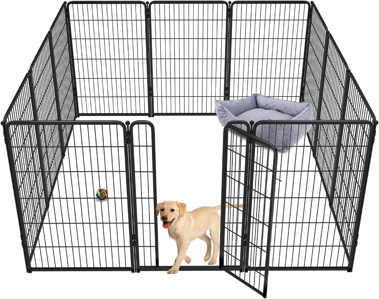 Dog Playpen Designed for Indoor Use, 40" Height for Large Dogs, Black Patented, Heavy Duty Metal Portable Dog Pens Fences