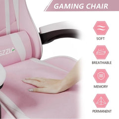 Ergonomic Gaming Chair Gamer Chairs with Lumbar Cushion + Headrest, Height-Adjustable Computer Office Chair for Girls, Boys