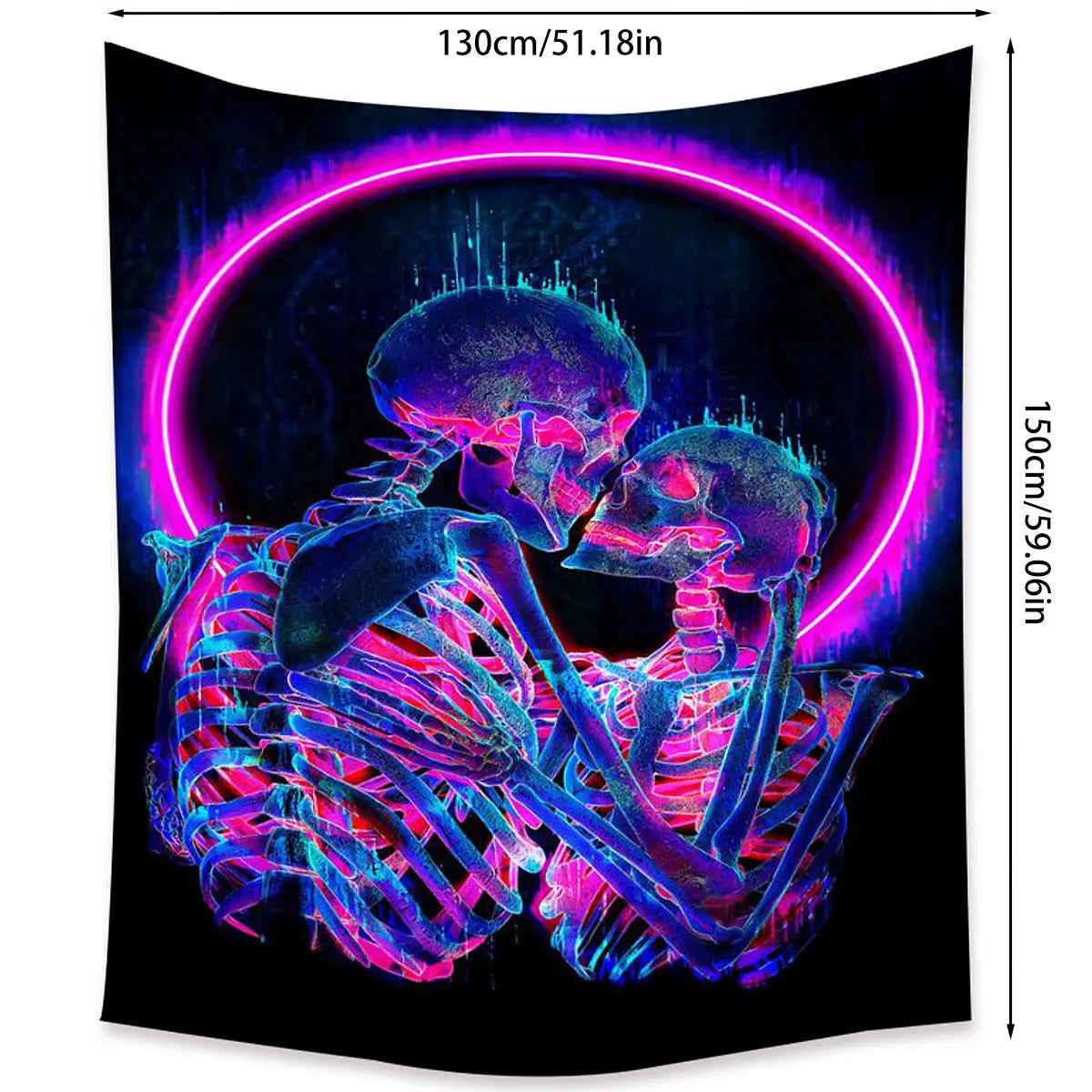 Skull Tapestry Psychedelic Fluorescent Wall Hanging Carpet Mandala Wall Blanket Aesthetic Background Tapestry Home Decoration