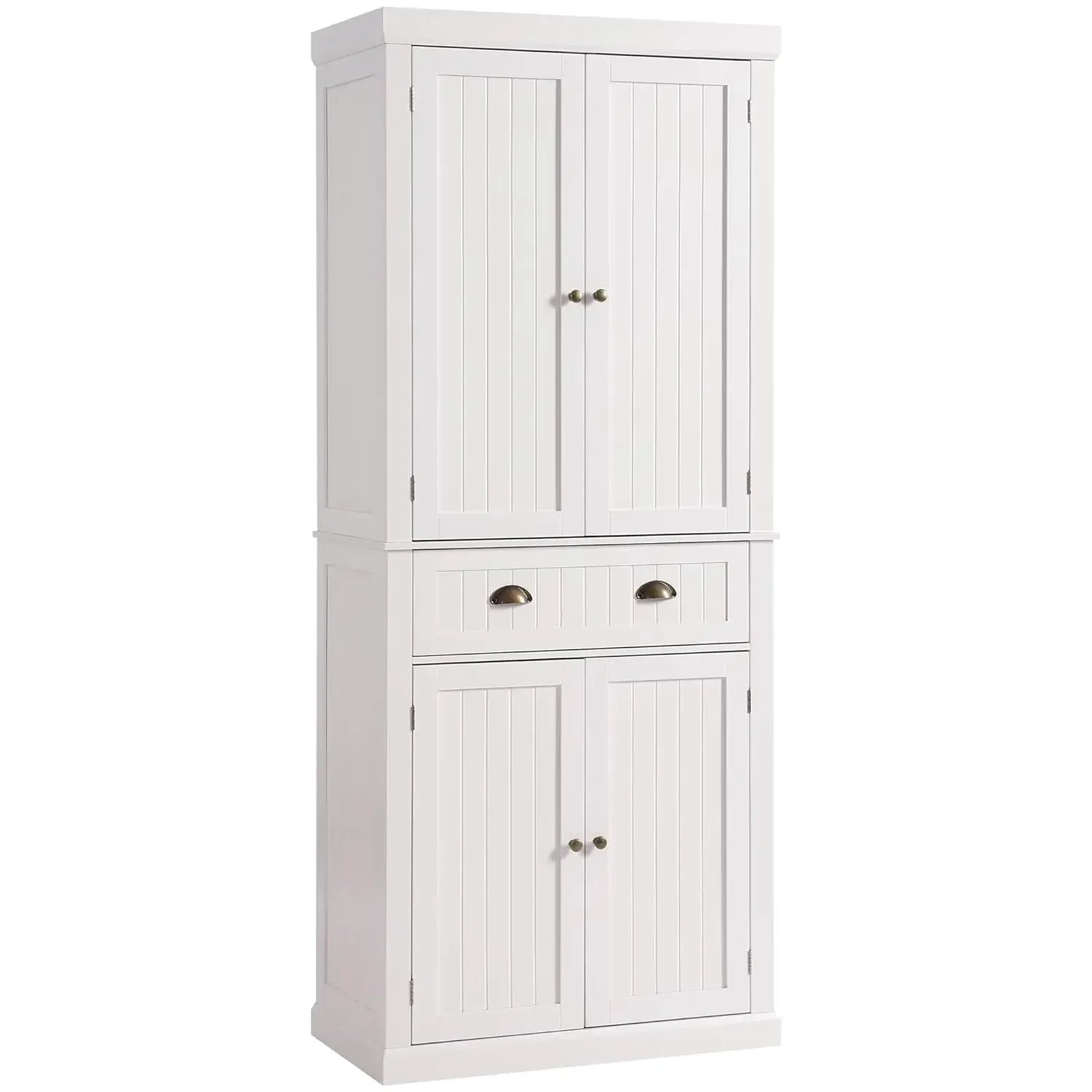 72" Kitchen Pantry Storage Cabinet, Freestanding Cupboard with 2 Cabinets, Drawer and Adjustable Shelves, Tall Storage Cabinet