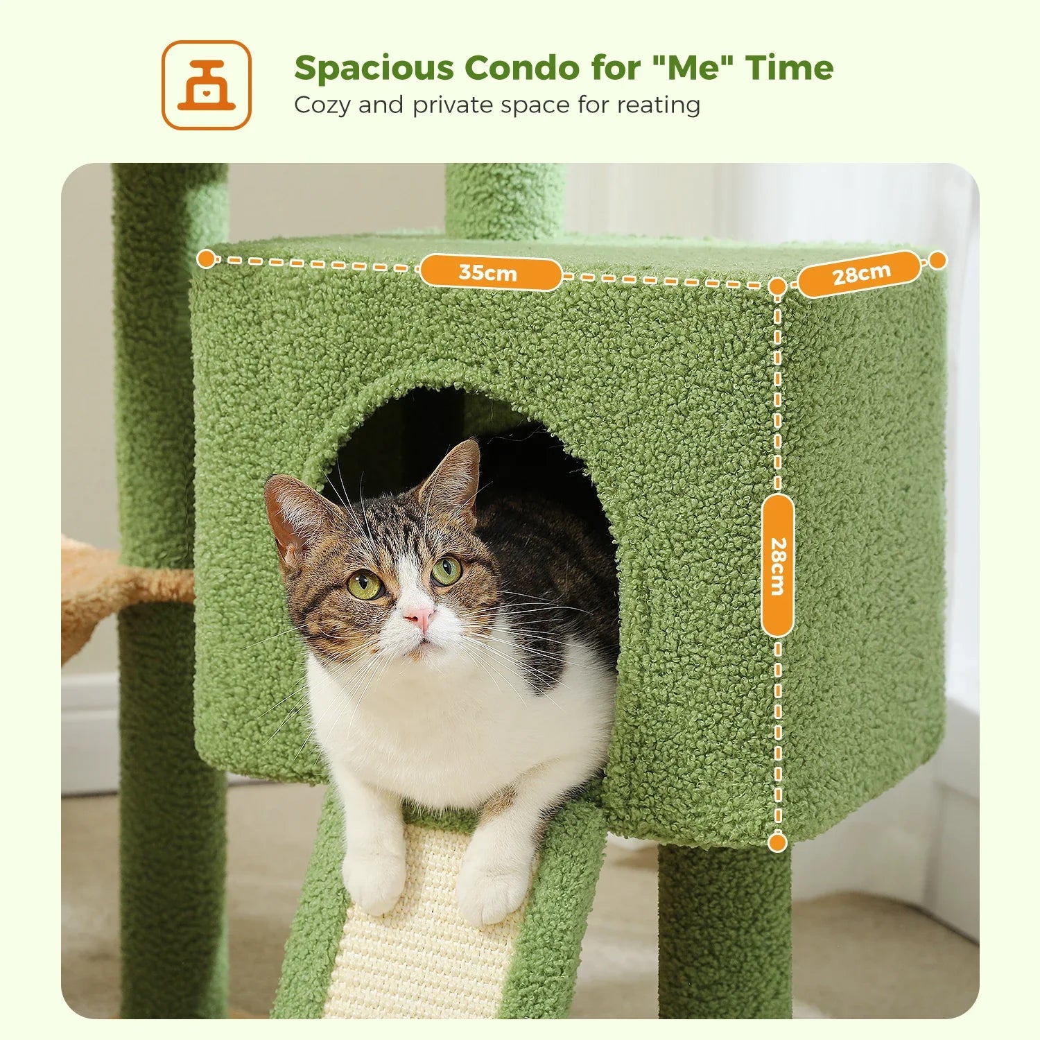 41''&36'' Cactus Cat Tree Tower with Sisal Scratch Posts Cozy Condo for Indoor Cats Multi-Level Climbing Stand with Soft Hammock