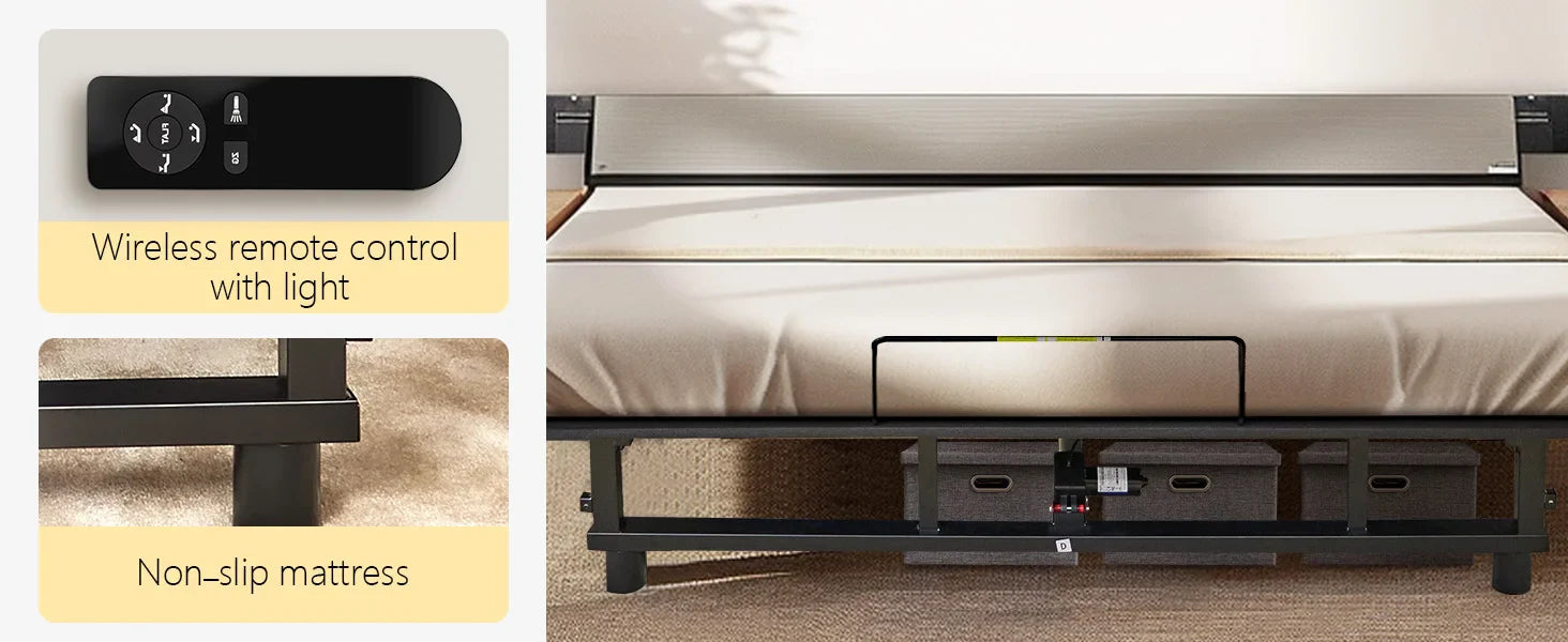 Adjustable Bed Base Frame - Premium Metal, Head & Foot Incline, Wireless Remote, Zero Gravity, Quiet Motor (79" L x 59" W