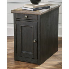 Tyler Creek Rustic Chair Side End Table with Pull-Out Tray & USB Ports, Brown