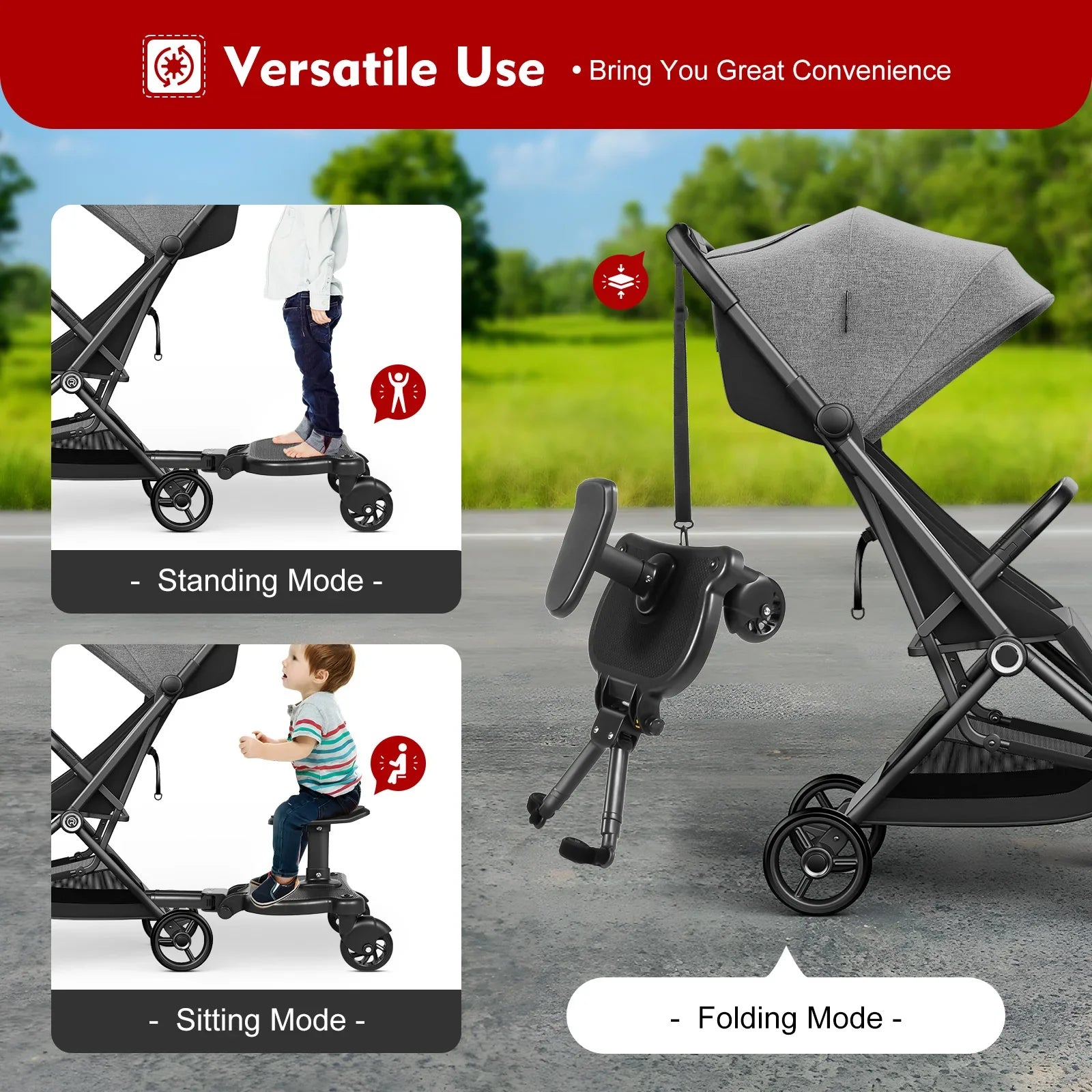 Universal Baby Stroller Board with Seat Attachment,Toddler Stroller Connectors,Versatile and Practical Stroller Standing Board