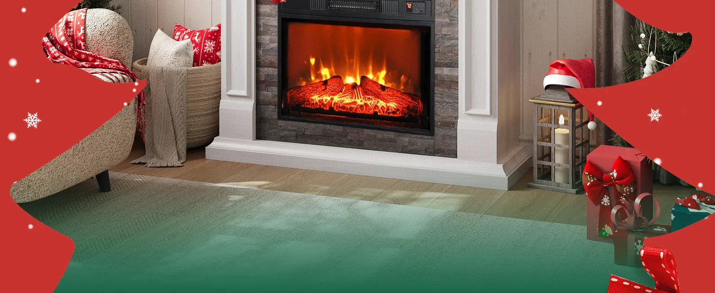 44" Electric Fireplace with Mantel, Tall Fireplace Heater Freestanding, Realistic Stacked Stone Surround with Remote Control Tim