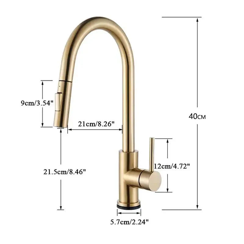 Brushed Gold Pull Out Touch Sensor Kitchen Faucet 360 Rotation Smart Kitchen Faucet Sensor Tap Faucet Single Handle Mixer Tap