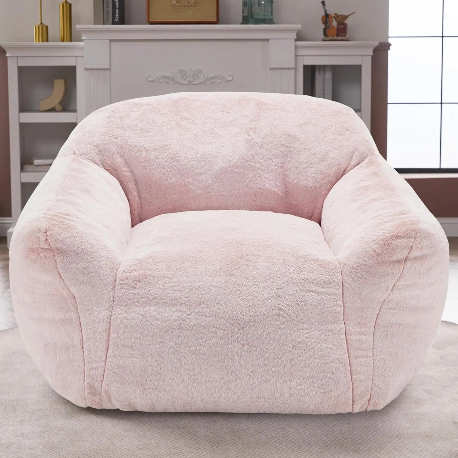 Giant Bean Bag Bag Sofa Chair with Armrests, Bean Bag Couch Stuffed High-Density Foam, Plush Lazy Sofa Comfy