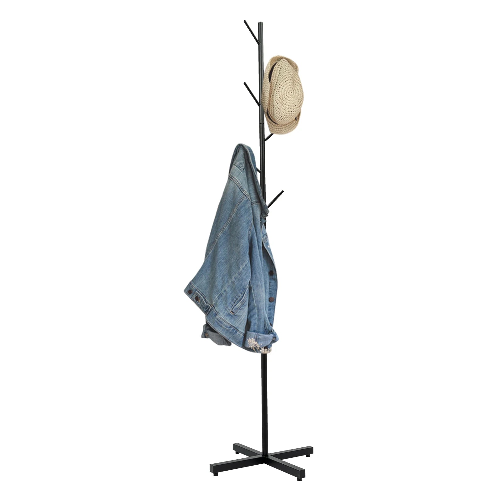 Tree-shaped 7 Hooks Coat Rack Hat Stand Tree Clothes Hanger Umbrella Metal Organizer Holder