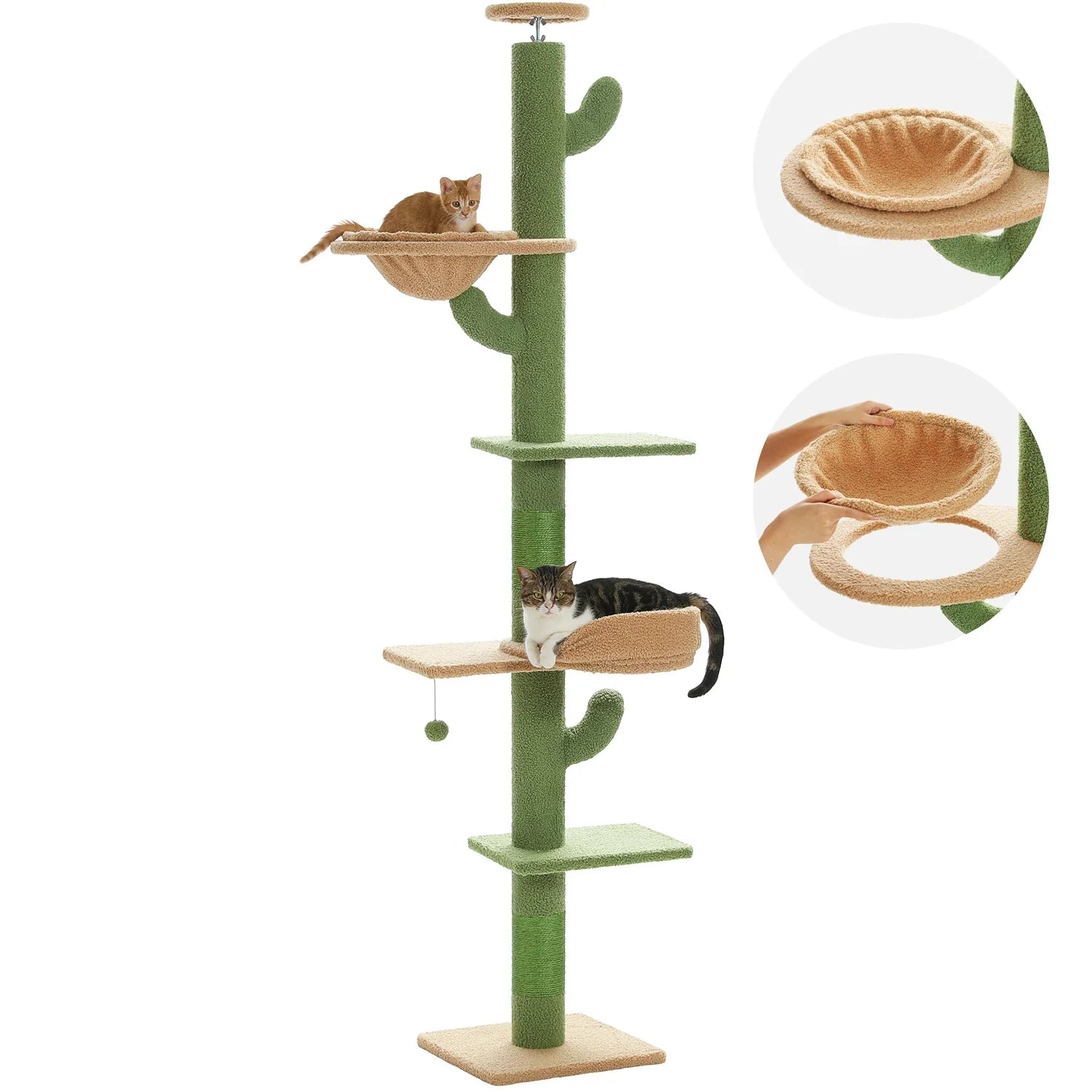 Adjustable 228-274cm Height Floor-to-Ceiling Vertical Cat Tree Stable Tall Cat Climbing Tree Cat Kittens Cat Toy