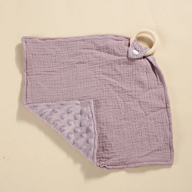 Muslin Square Towel Baby Blankets Newborn Soothe Appease Towel Cotton Baby Comforter Burp Cloth Teether Baby Stuff Snap Button