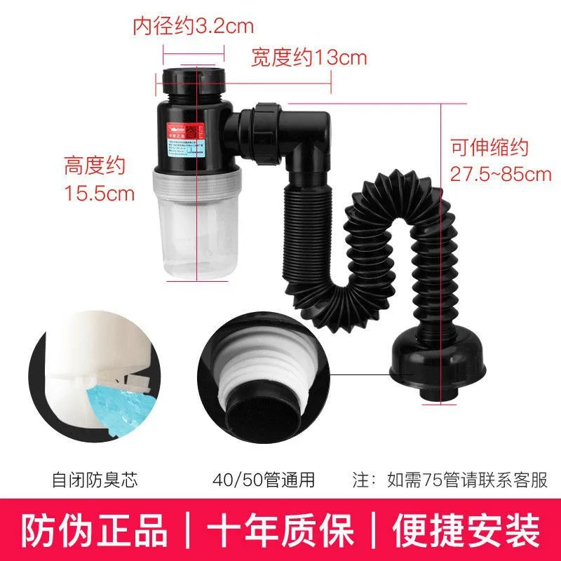 Durable Kitchen Accessories Plumbing Home Sink Hose Washbasin Pipeline Sink Deodorant Strainer Drain Sewer Pipe