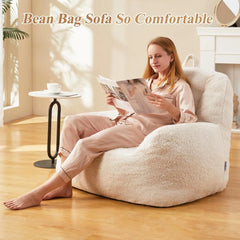 Bean Bag Chair Sherpa Bean Bag Lazy Sofa Beanbag Chairs for Adults with High Density Foam Filling Modern Accent Chairs