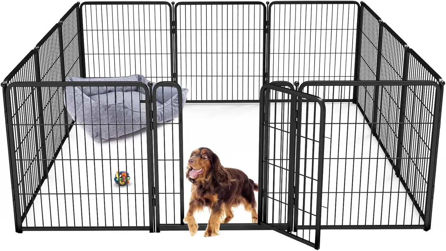 Dog Playpen Designed for Indoor Use, 40" Height for Large Dogs, Black Patented, Heavy Duty Metal Portable Dog Pens Fences