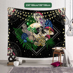 1/5pcs Large Skull Tapestry Colourful Mushroom Night Tapestry Starry Wall Hanging Carpet Aesthetic Background Tapestry Home