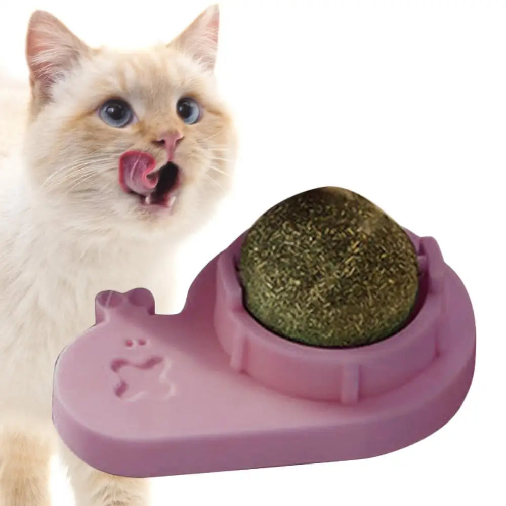 Catnip Ball Toy Edible Lick Balls For Indoor Cats Interactive Toy Rotatable Catnip Wall Treat For Cats Kittens Playing Chasing