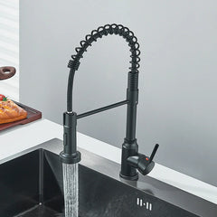 Pull Down Kitchen Faucet Sing Handle Hot Cold Water Mixer Tap 360° Swivel Dual Function Nozzle Kitchen Sink Tap Crane