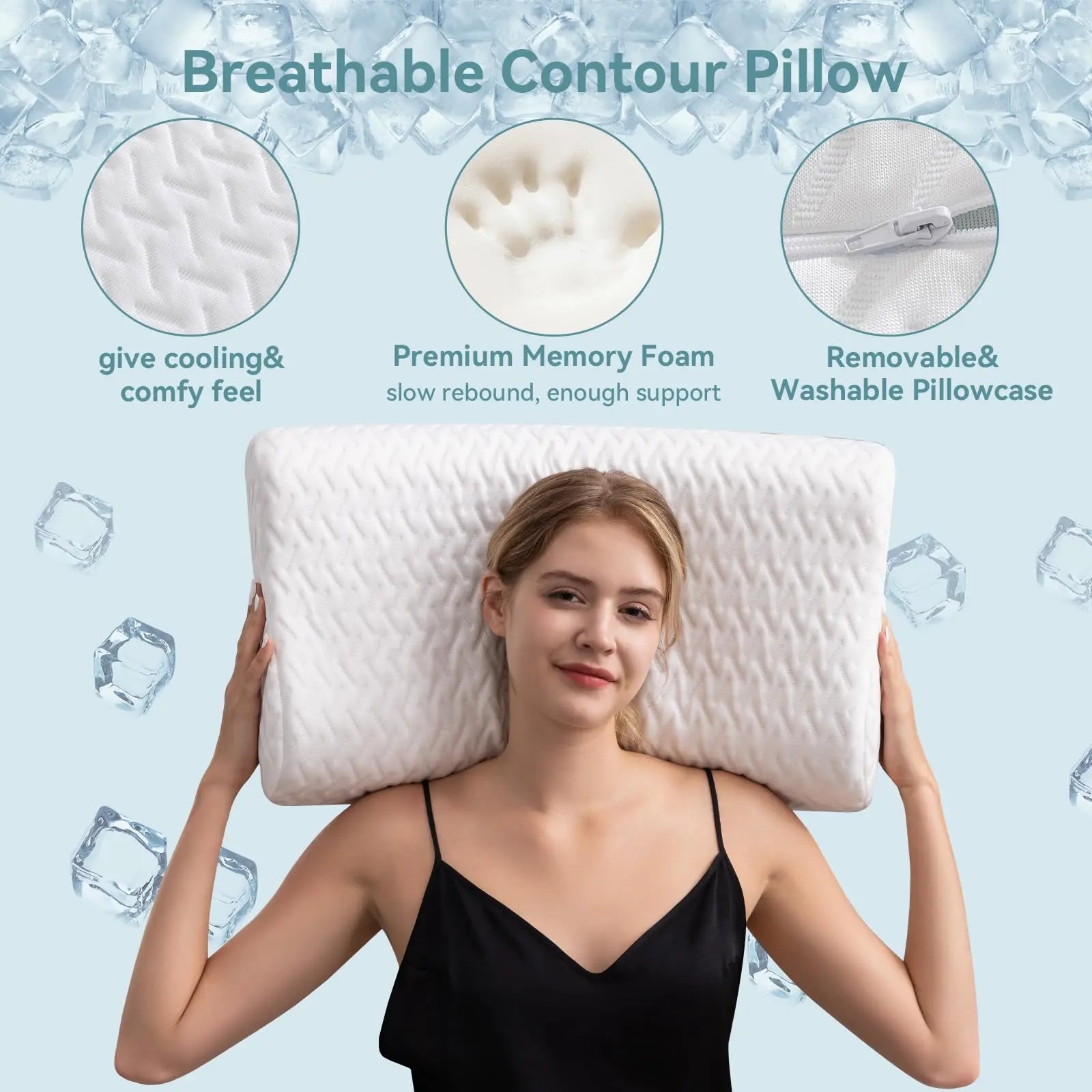 Hcore 1 PC Ergonom Memory Foam Pillow for Neck Pain Relief, Adjustable Contour Cervical Pillow for Side Sleepers