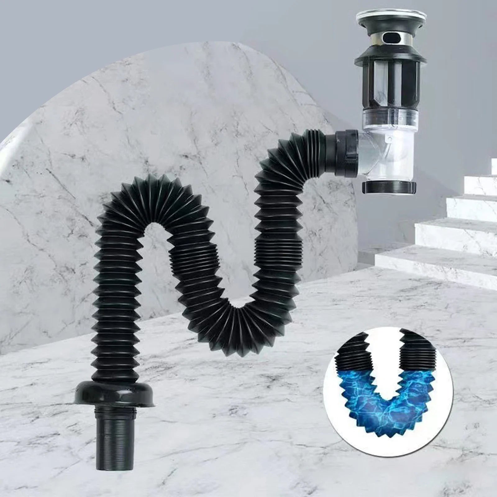 Kitchen Sink Drain Pipe Easy to Install Sink Drain Assembly Universal Washbasin Sink Strainer Drain Filter Sink Sewer Pipe Tube