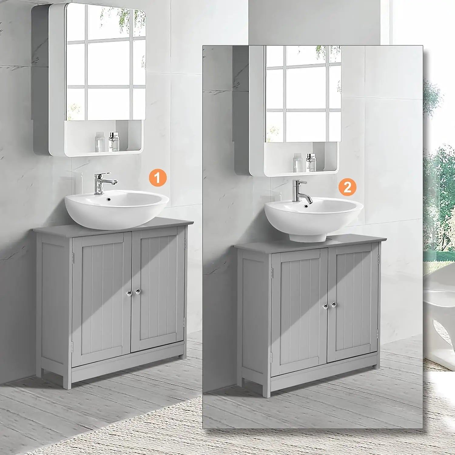 Pedestal Under Sink Storage Bathroom Vanity with 2 Doors Traditional Bathroom Cabinet Space Saver Organizer 23 5/8" x 11