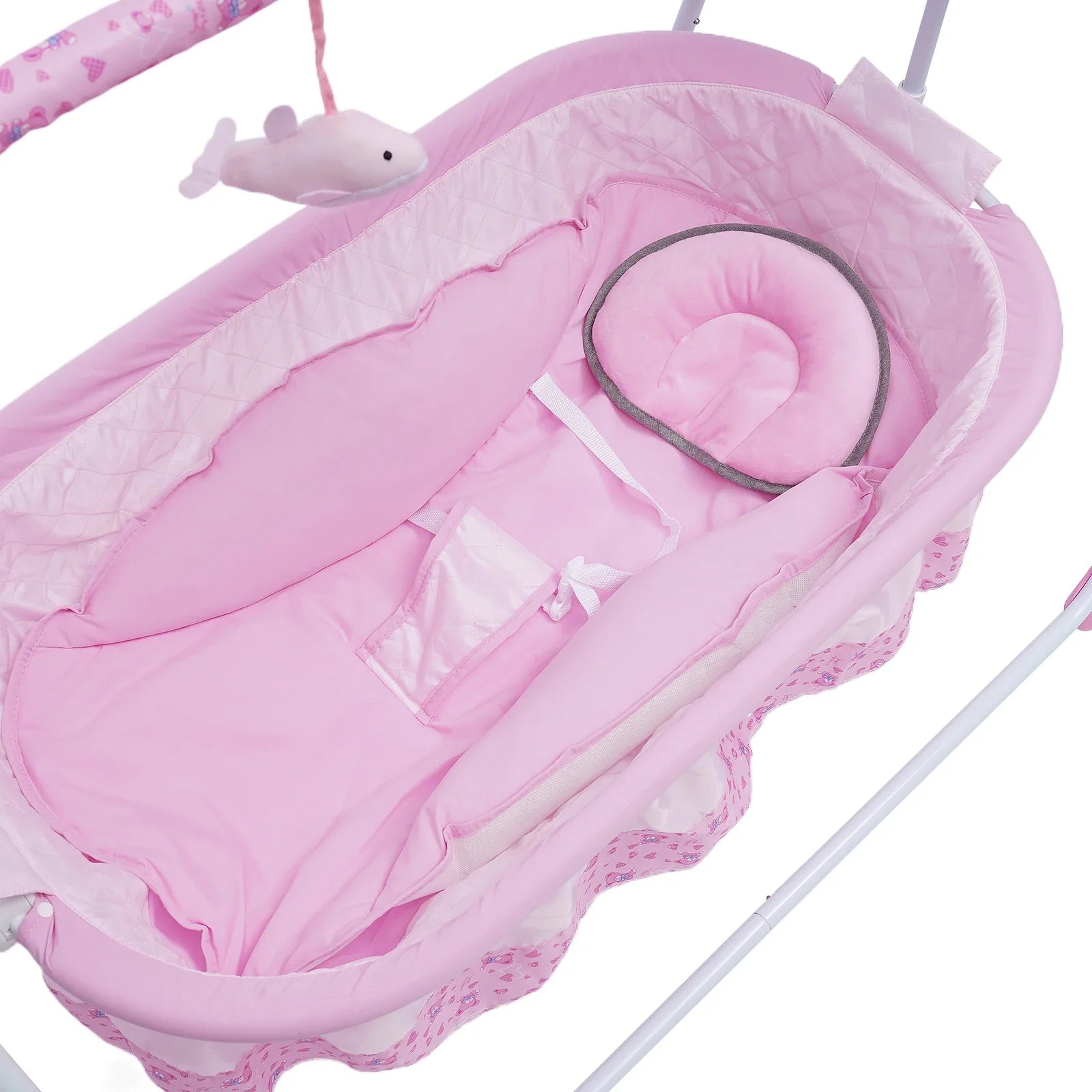 5 Gears Electric Auto-Swing Baby Crib Cradle Sleep Bed Infant Rocker+Net Music Bluetooth Music Adjustable+ Mat