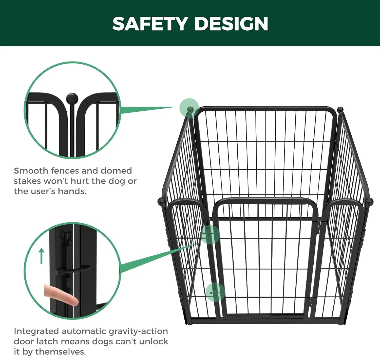 Dog Playpen Designed for Indoor Use, 40" Height for Large Dogs, Black Patented, Heavy Duty Metal Portable Dog Pens Fences