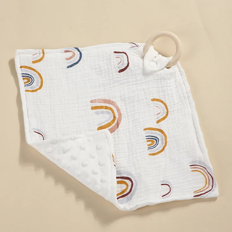 Muslin Square Towel Baby Blankets Newborn Soothe Appease Towel Cotton Baby Comforter Burp Cloth Teether Baby Stuff Snap Button