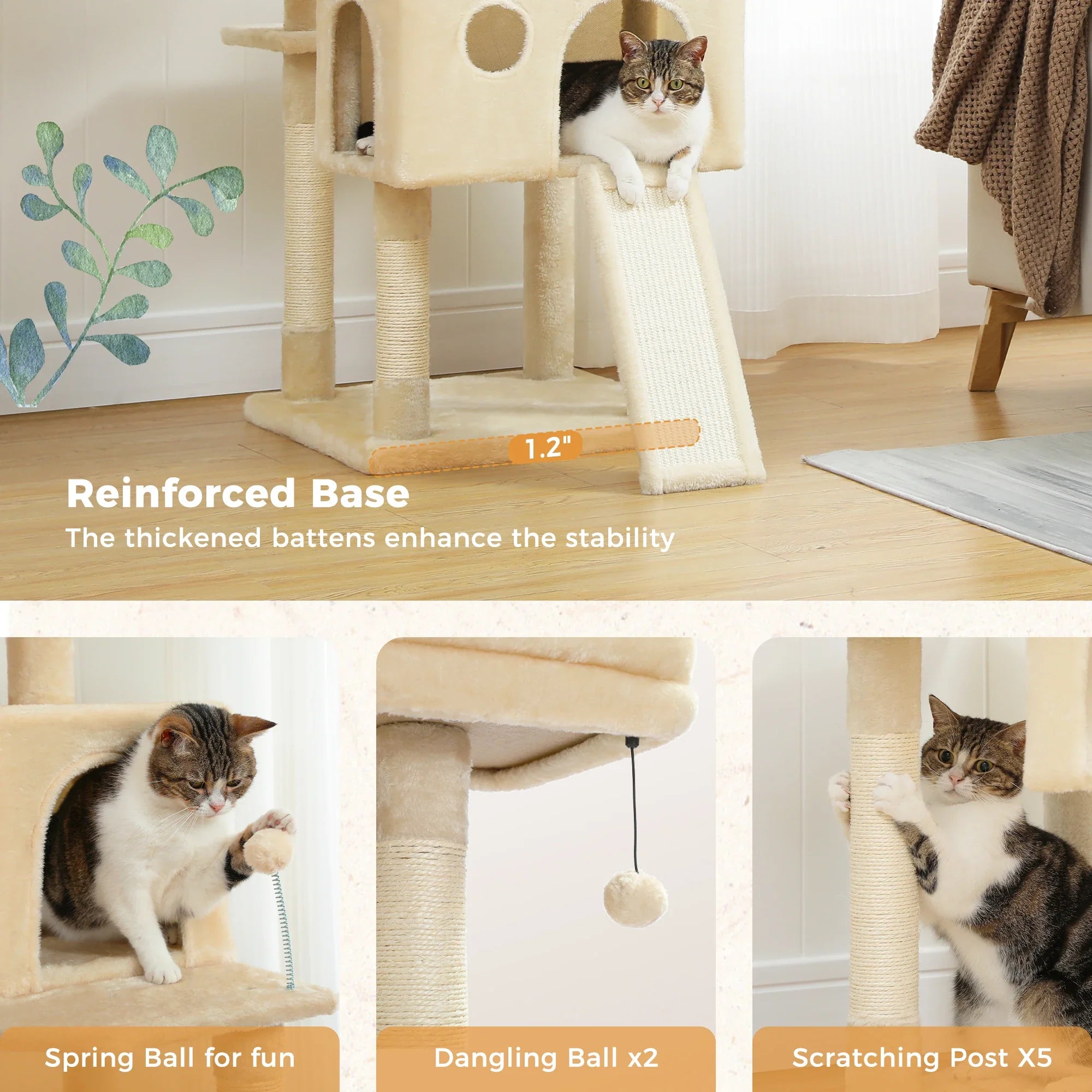 Multi-Level Cat Tree with Condo Scratching Posts Large Cat Tower with Hammock Cat Accessories Kitty Cat Toys Cat Pet Supplies