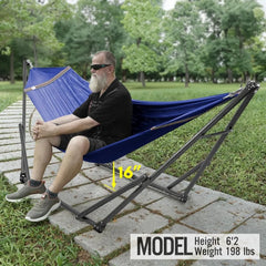 Hammock 600 lbs Capacity, Instant 20s Foldable Hammock Stand, 3-Year Warranty Hammock with Stand, 2 Person