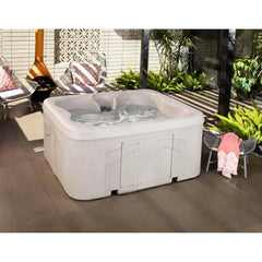 4-Person Hot Tub，Outdoor Spa W/ Cover and LED Lights，Square，13 Adjustable Massagers，Hot Tub Jacuzzi Outdoor