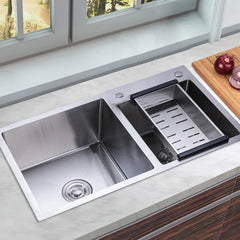 30" x17'' Double Bowl Stainless Steel Drop-in Kitchen Sink With Drain Pipe Double Basin 10" Deep Home Sink Rectangular