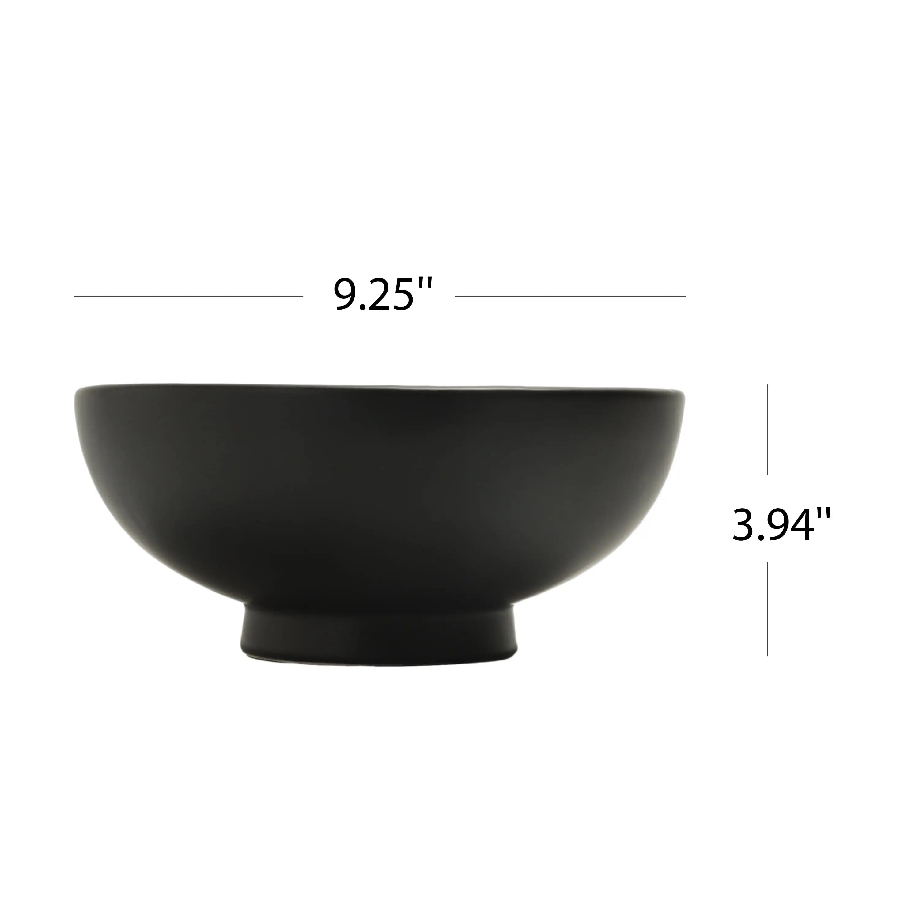 Durable Smooth Matte Black Round Ceramic 9.4" Decorative Bowl Hand Crafted Decorative Use Only Great Accent Piece