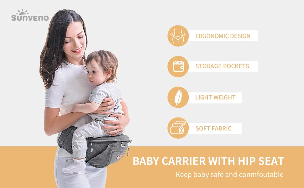 Sunveno Convinient Ergonomic Baby Carrier Infant Hip Seat Toddler Waist Seat Stool Carrier Baby Carrier Adjustable Comfortable