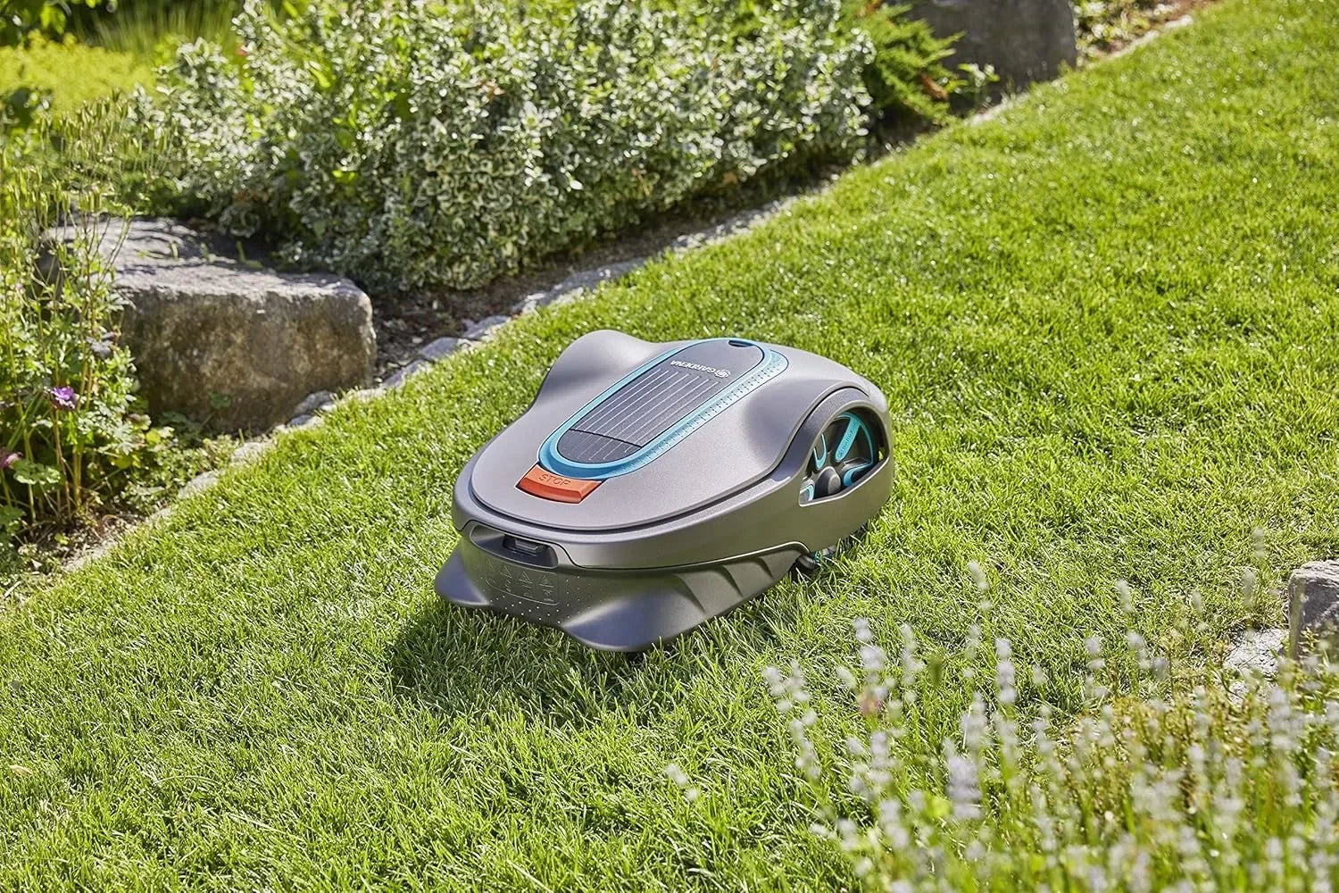 Automatic Robotic Lawn Mower, with Bluetooth App and Boundary Wire, for Lawns Up To 8100 Sq Ft,Grey