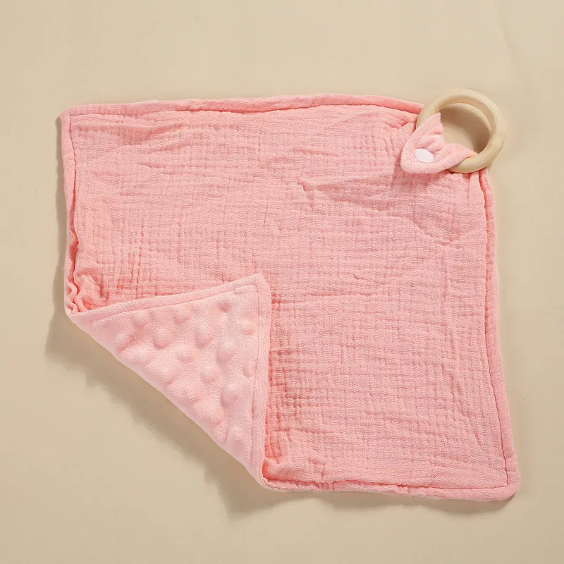 Muslin Square Towel Baby Blankets Newborn Soothe Appease Towel Cotton Baby Comforter Burp Cloth Teether Baby Stuff Snap Button