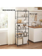 SONGMICS 5-Tier Storage Shelves, Wire Shelving Unit, Kitchen Metal Shelves, Storage Rack With Adjustable Shelves, Shelf Liner