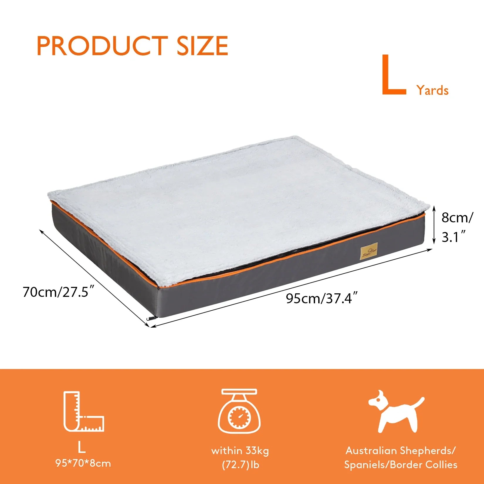 Dog Bed M L XL 2XL 3XL Waterproof Orthopedic Pet Bed Cushion for Indoor Dog Crate Kennels Mat with Washable Cover